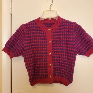 Cardigan Knit Mix Brand Short Sleeve Sweater Crop Top Style. Size Medium